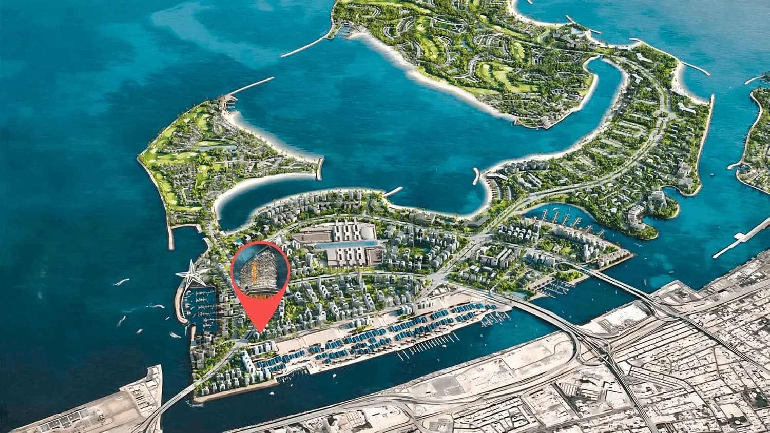Ocean Tower location map at Dubai Islands waterfront