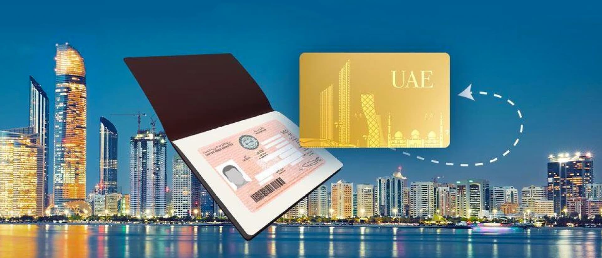 UAE Golden Visa concept with passport and card