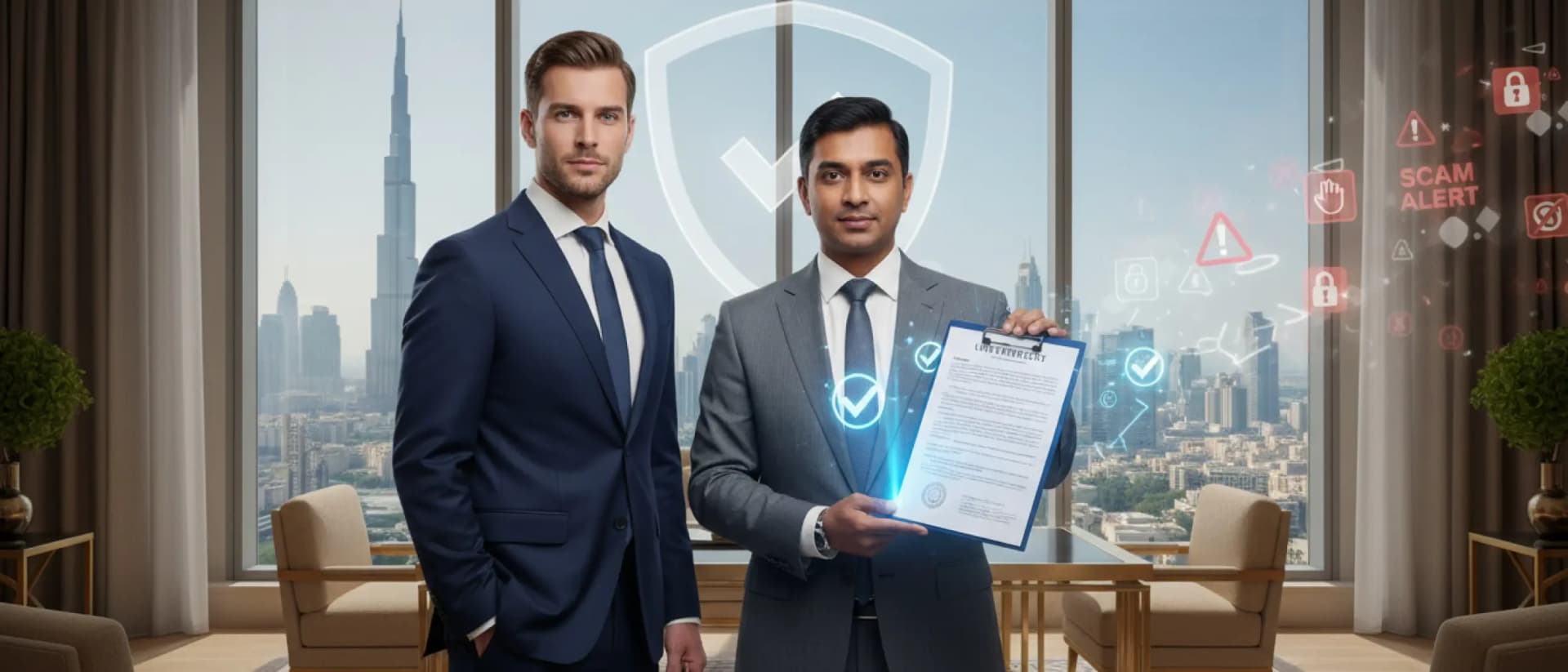 Real estate advisors explaining property fraud protection