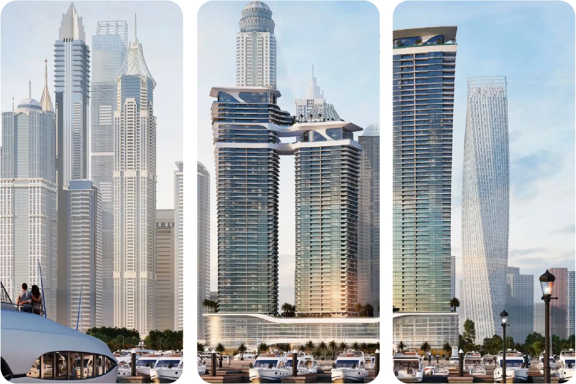 مبنى شاهق حديث في مرسى دبي