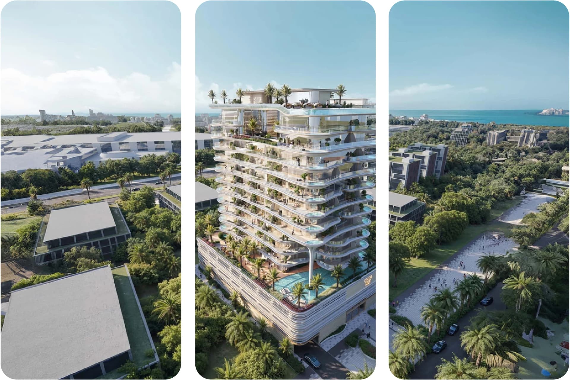 برج ليف ووترسايد الحديث محاط بأفق مدينة دبي