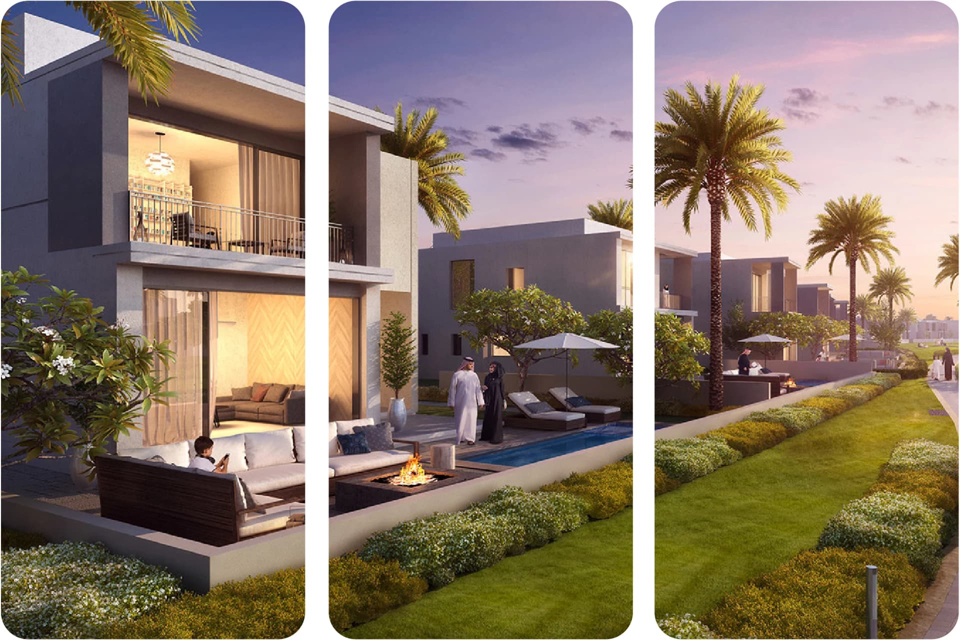 منازل عصرية مع مساحات معيشة خارجية في داماك هيلز