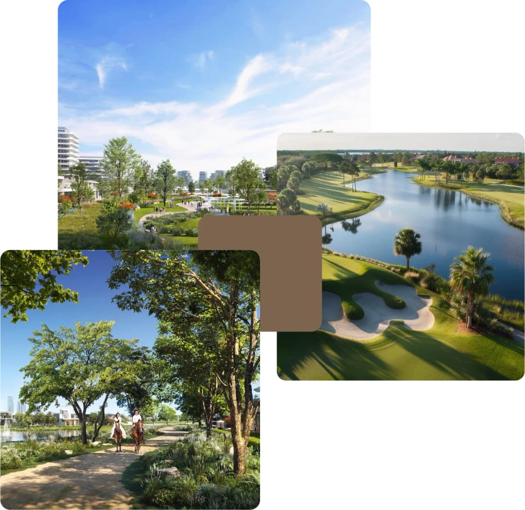 Public park, golf course, and horse riders trail