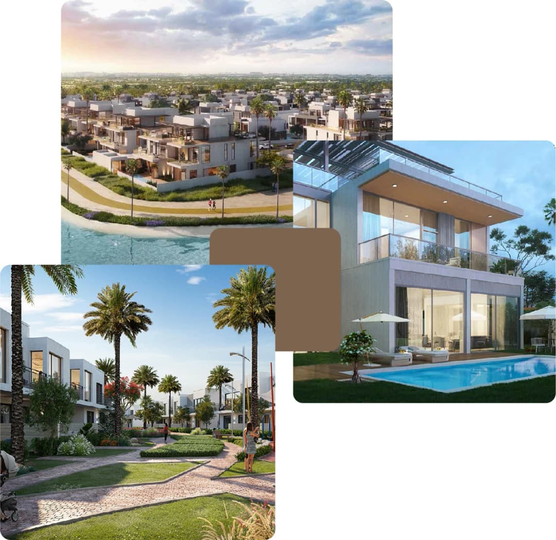 حي ذو مناظر خلابة يضم فيلات وإطلالات مائية ومسارات مشاة مُنسقة