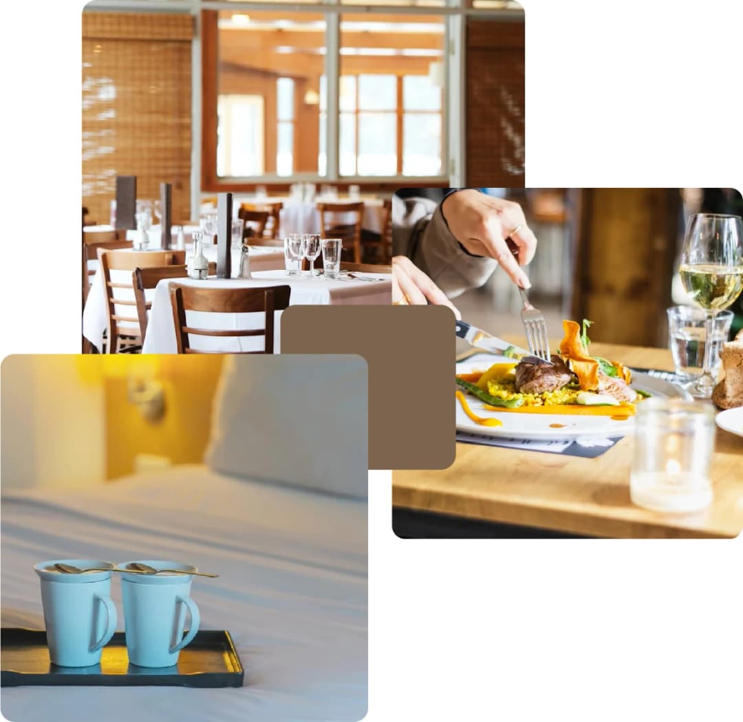 Elegant restaurants and cozy hotel interiors