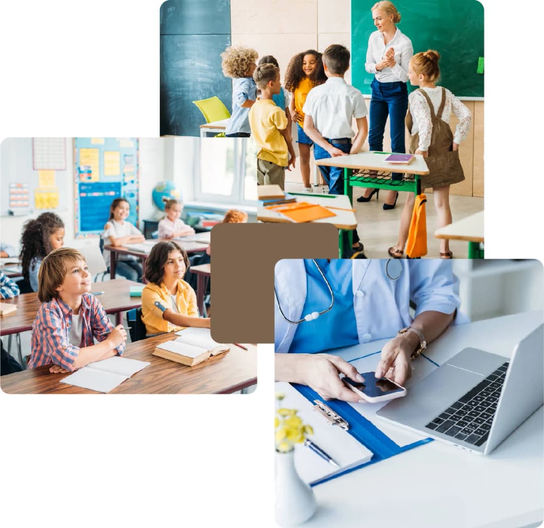 Children learning in a classroom with a teacher