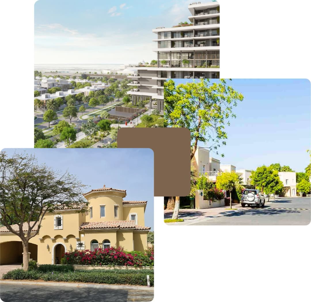 Scenic view of a residential area with trees