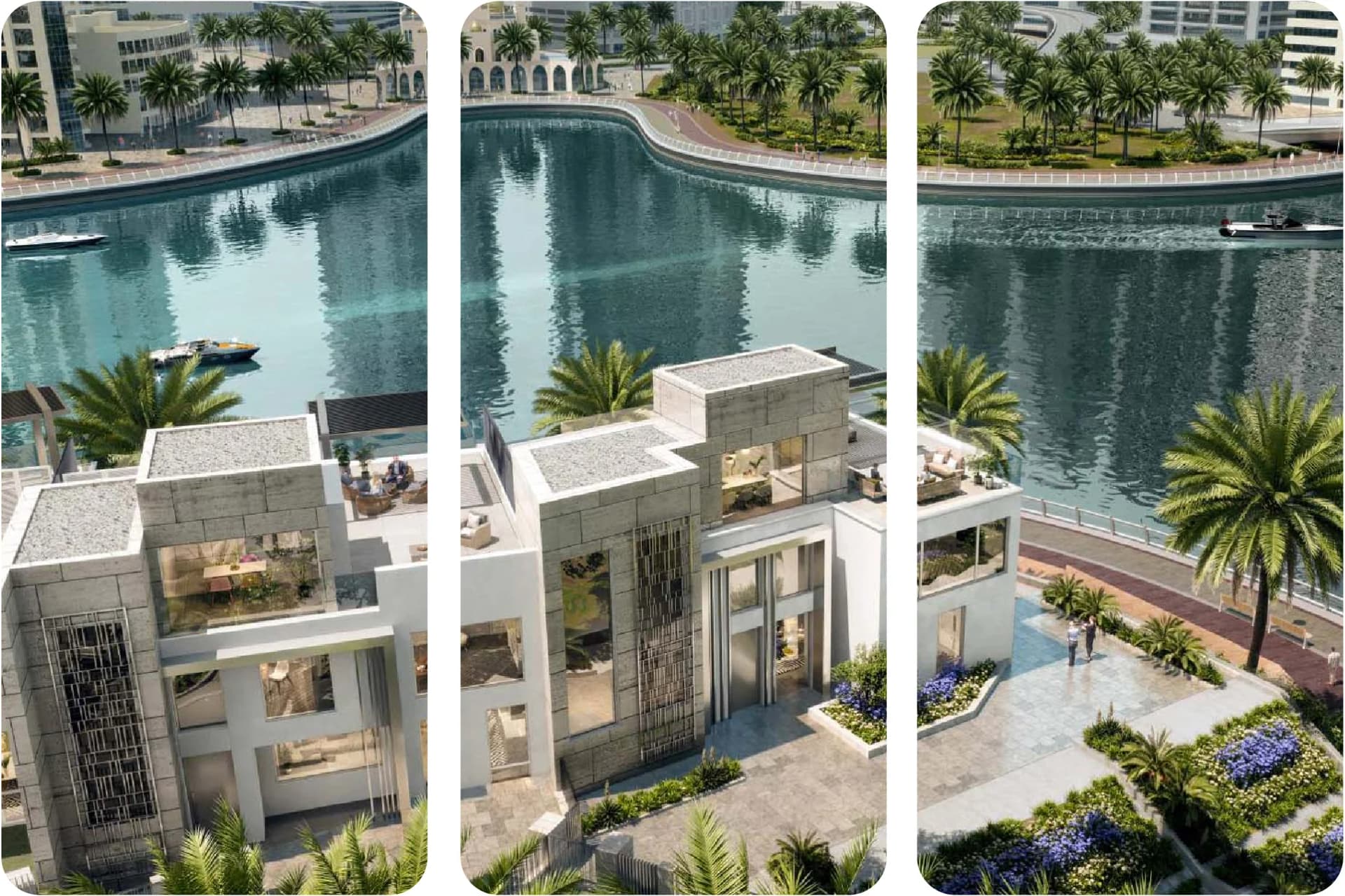 منظر ليلي لمباني إعمار الواجهة البحرية المضاءة