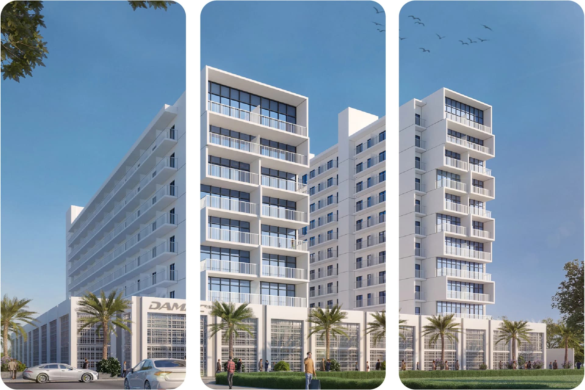 Damac Hills condominium with fairway and lush landscape views