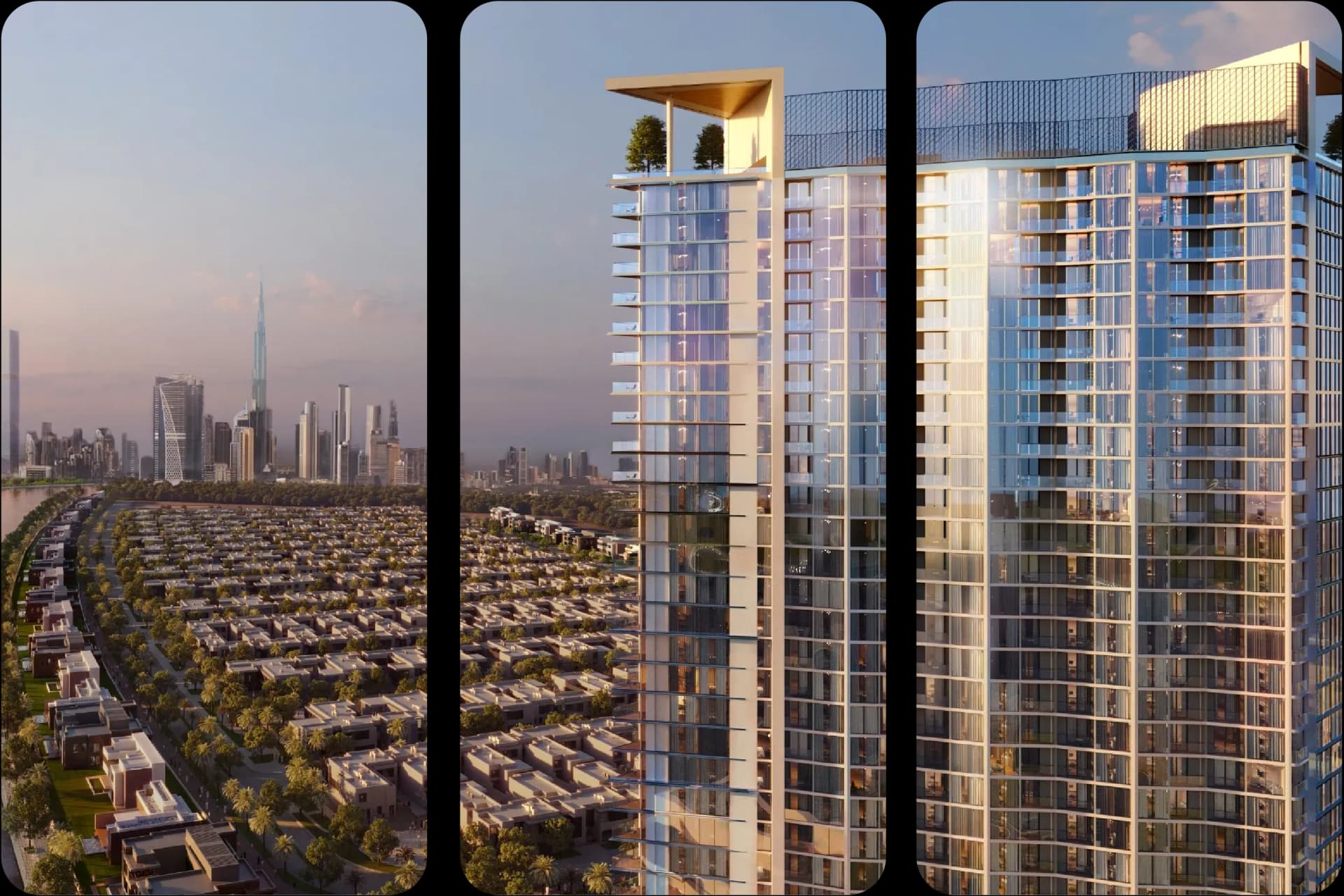 مبنى شاهق حديث مع إطلالة على أفق دبي