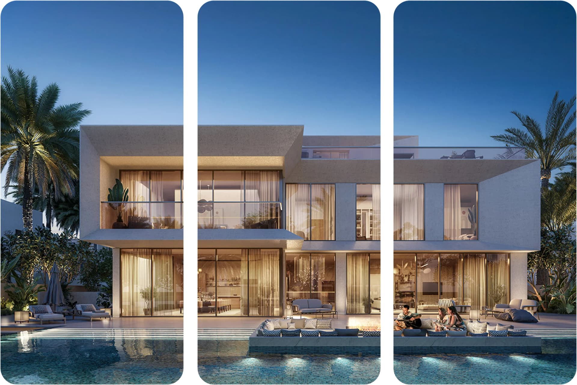 Modern luxury villa with private pool and lush greenery