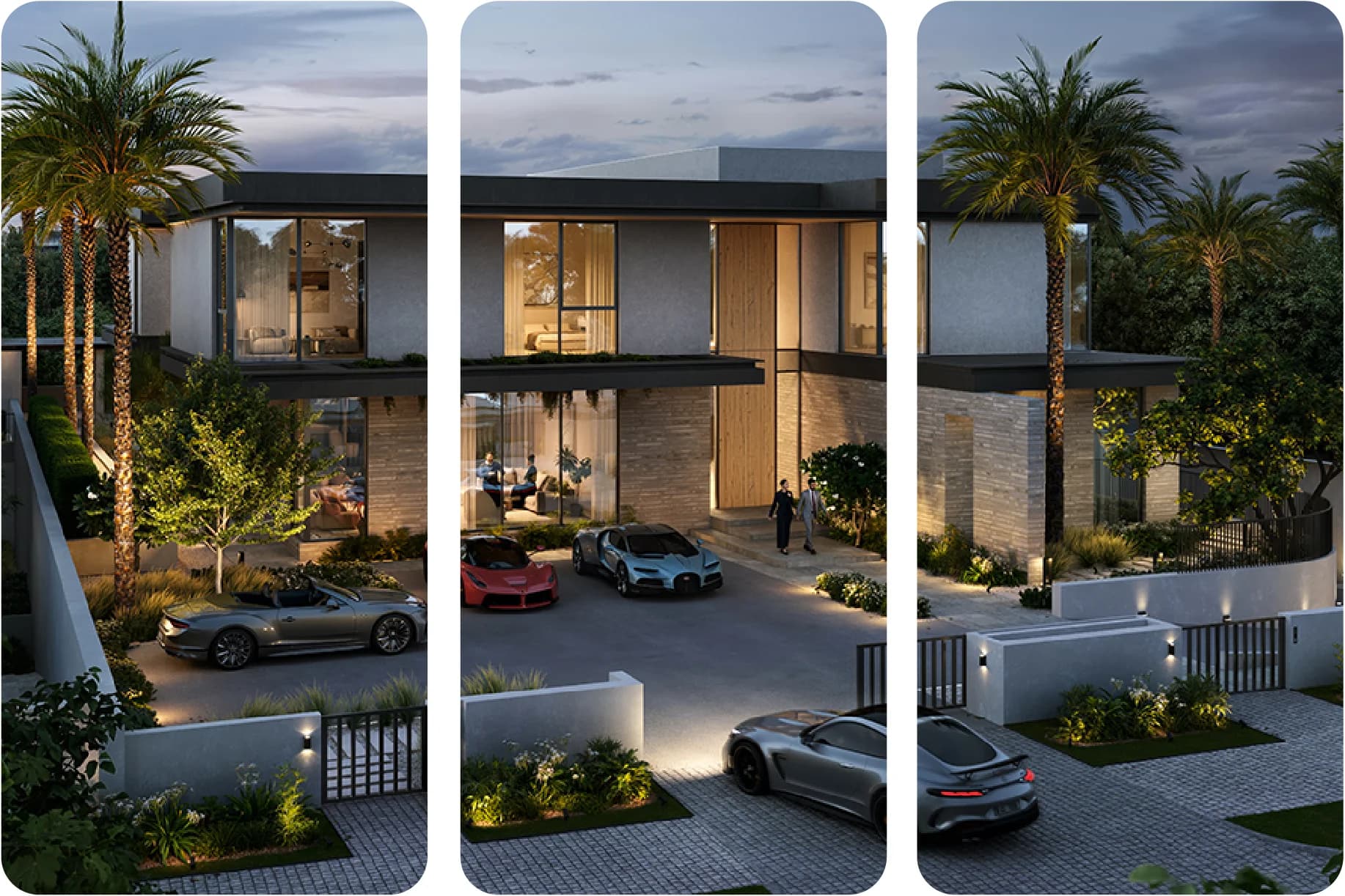 Modern luxury villa with sleek design and lush greenery
