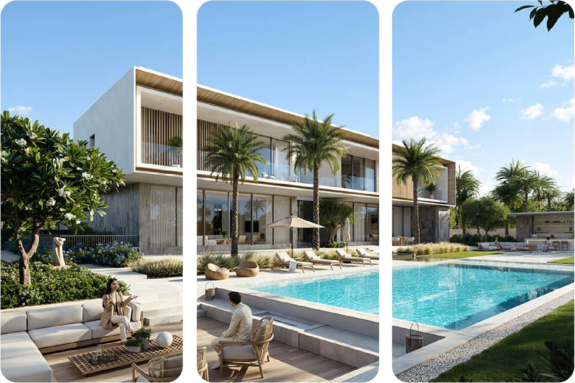 Elegant mansion with luxury cars and ambient lighting