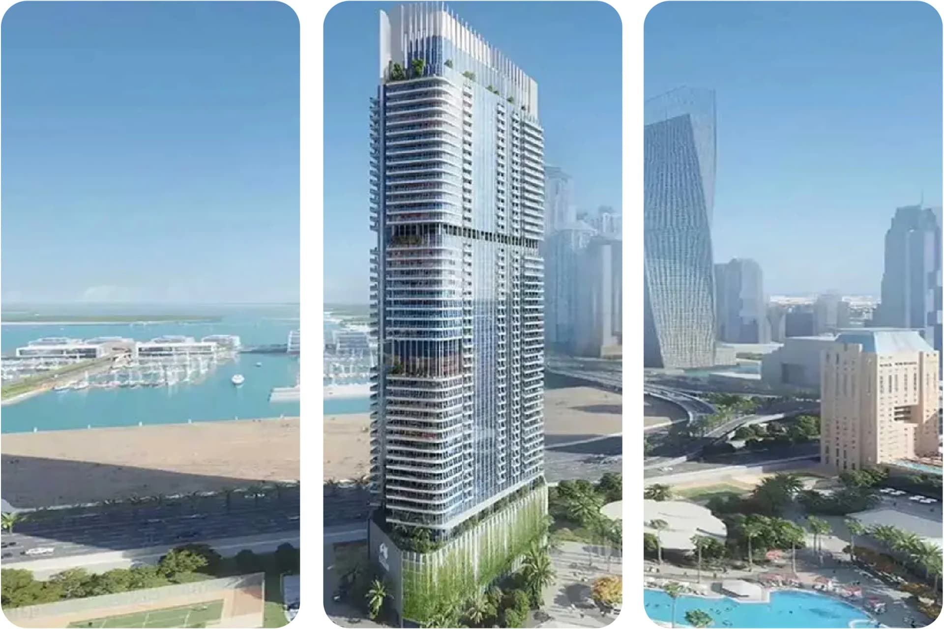 Night view of Dubai skyline with illuminated buildings