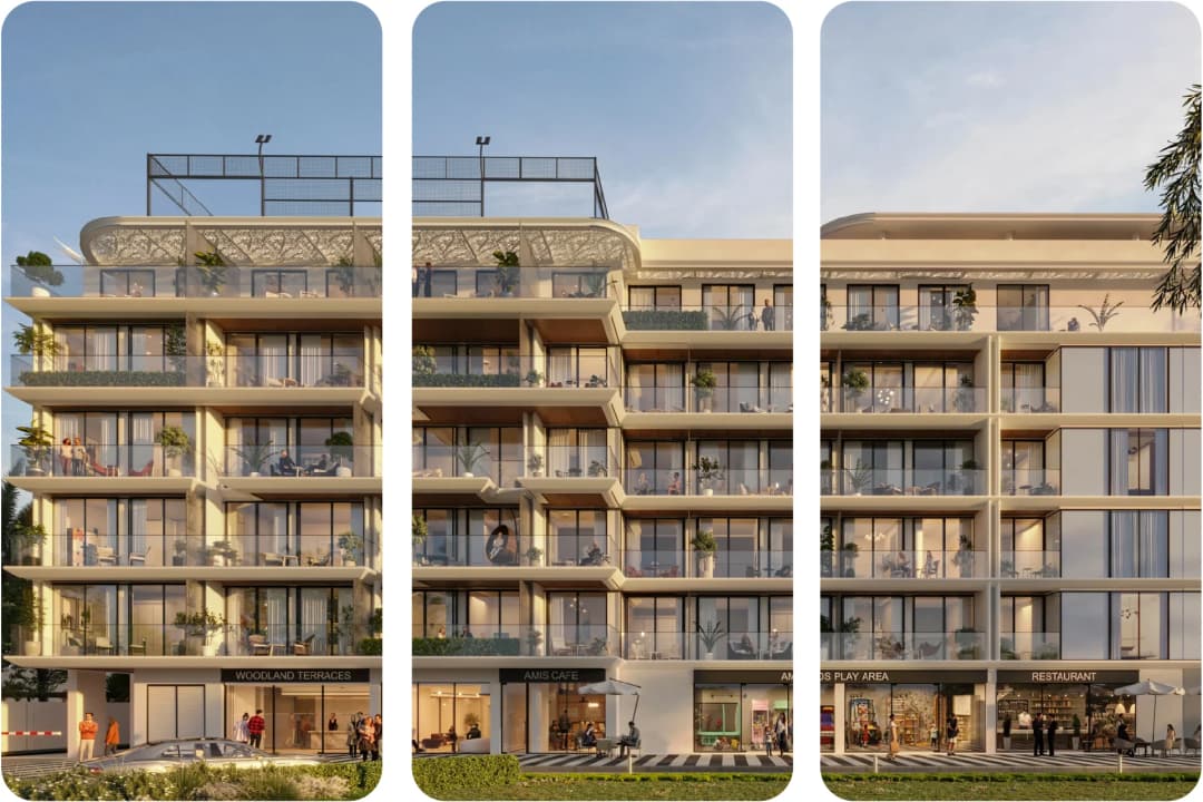 Aerial view of a futuristic urban development project.