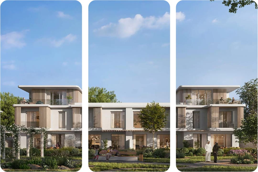 Contemporary townhouses with outdoor spaces and gardens