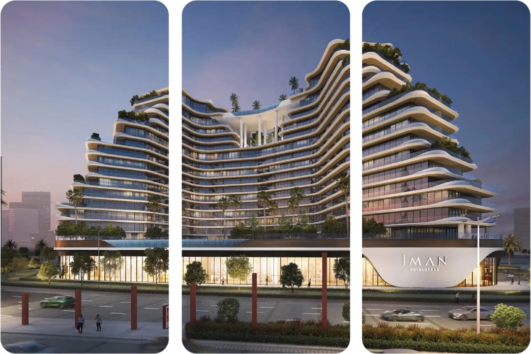Futuristic building design with curved architecture