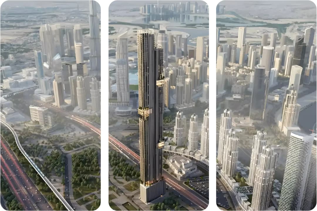 Stunning city skyline with Burj Khalifa and modern architecture