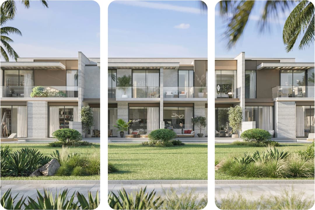 Close-up of modern villa with large windows and design