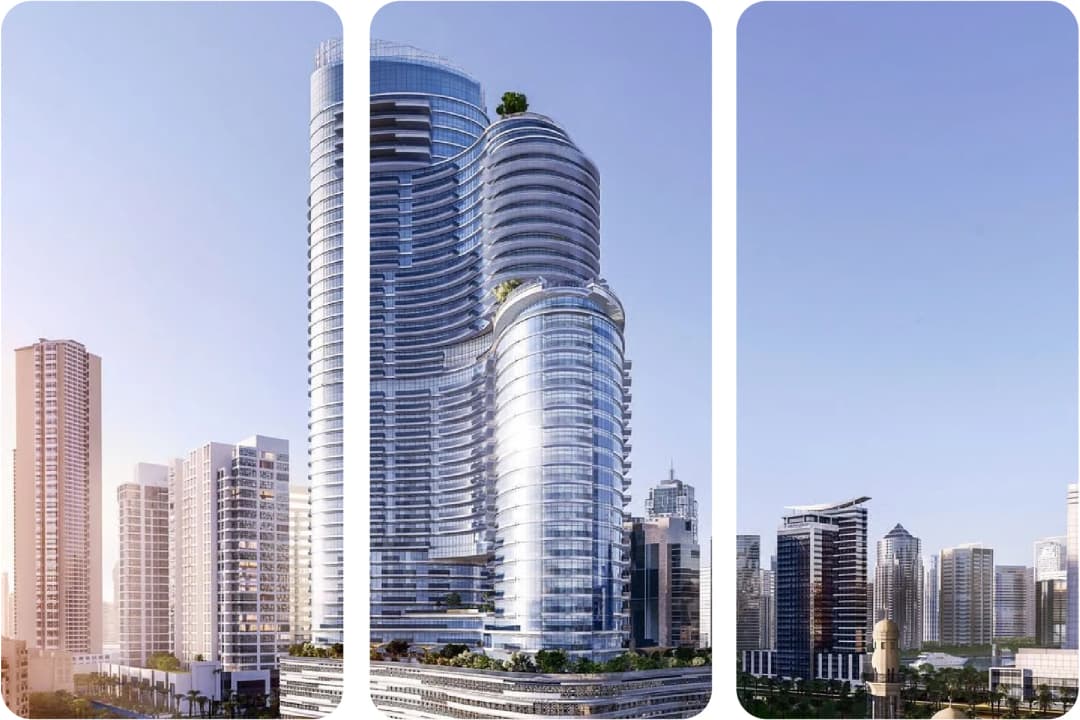 منظر لأفق مدينة حديثة مع نافورة ومنطقة حديقة