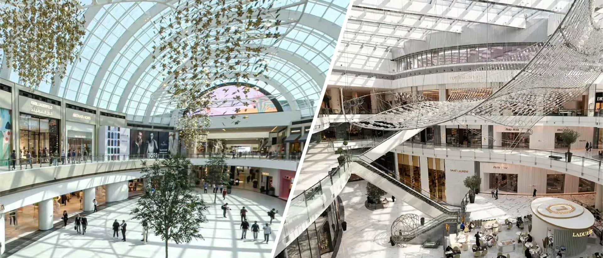 مركز تسوق فاخر بتصميم عصري وعروض فنية