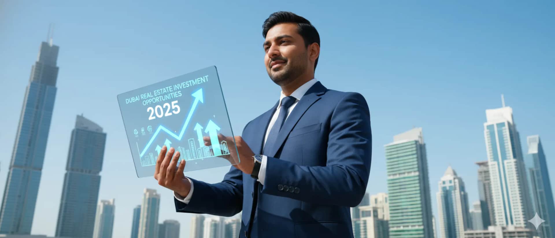 رجل يحلل الاستثمار العقاري في دبي لعام 2025