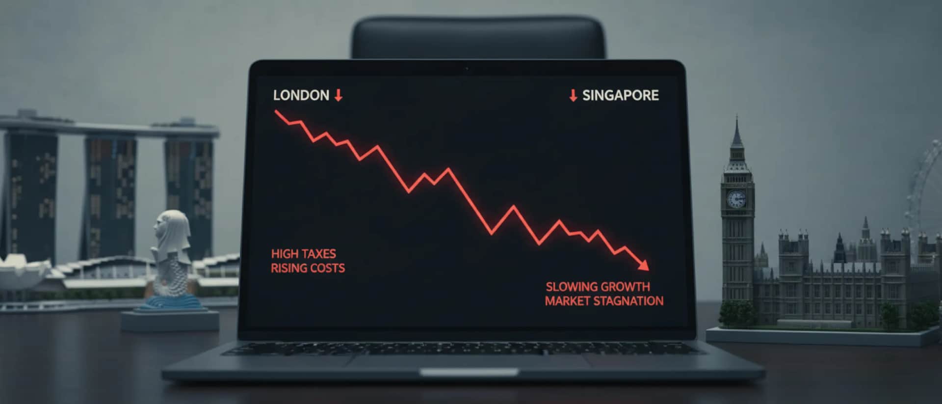 Decline in London and Singapore markets graph