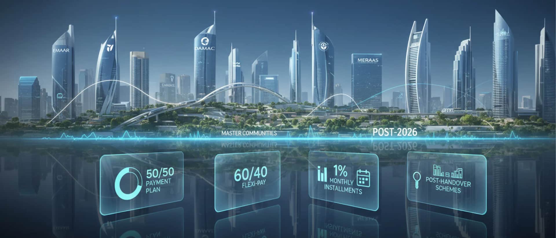 Dubai skyline with developers and payment plans