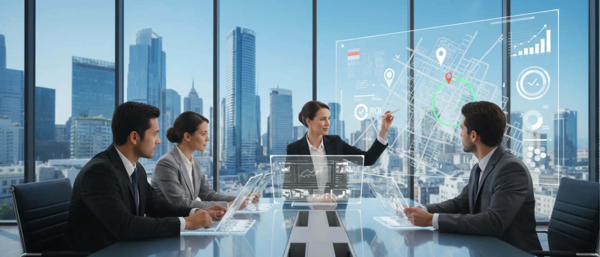 Real estate investment meeting with market analysis