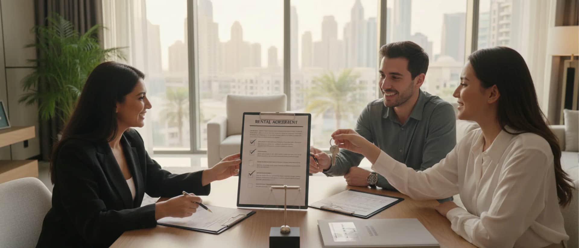 Property deal signing with real estate agent in Dubai