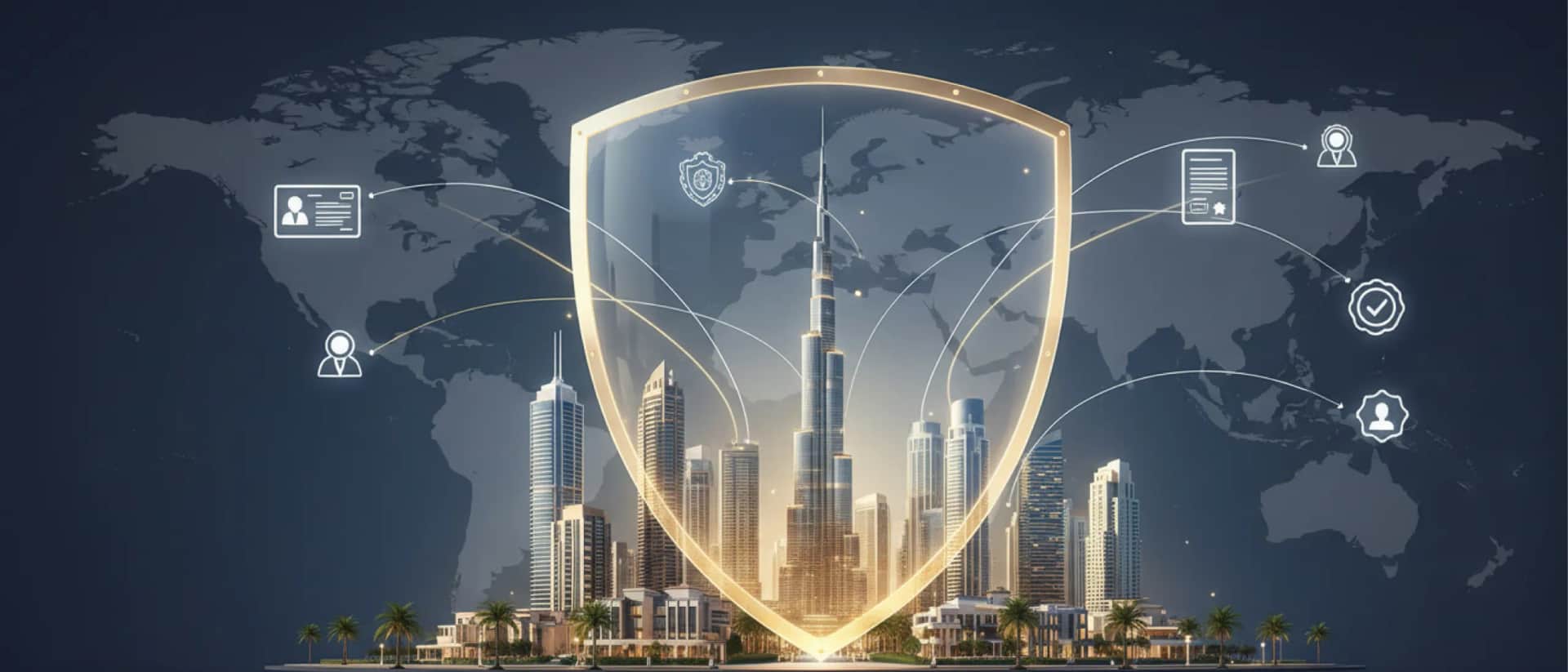 Dubai skyline protected by global cyber shield