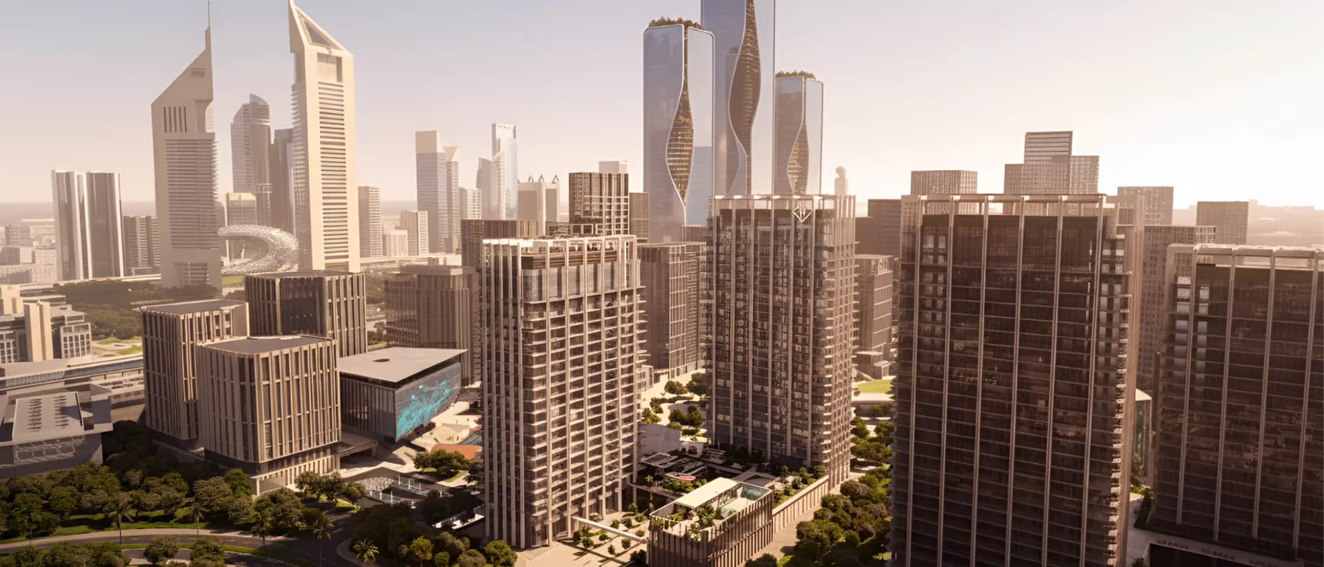 Dubai DIFC skyline with modern residential towers