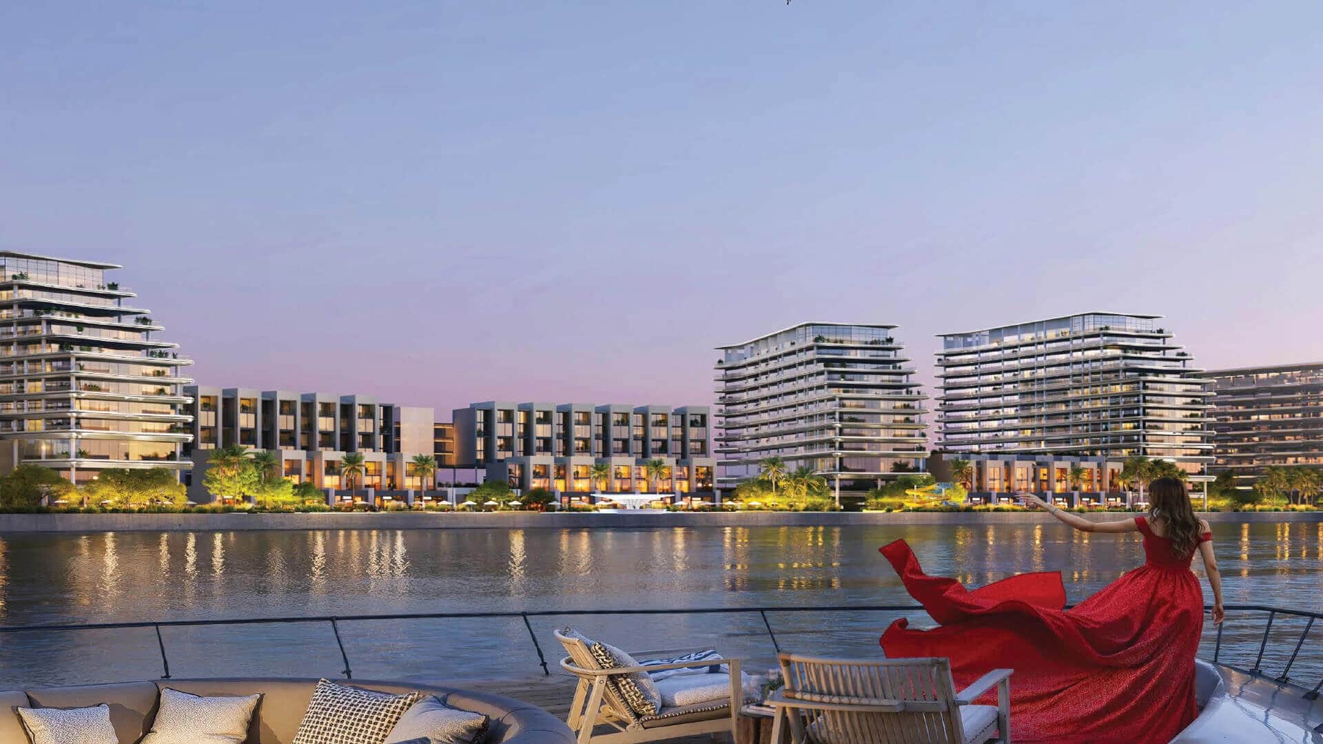 Sobha City Abu Dhabi waterfront skyline dusk