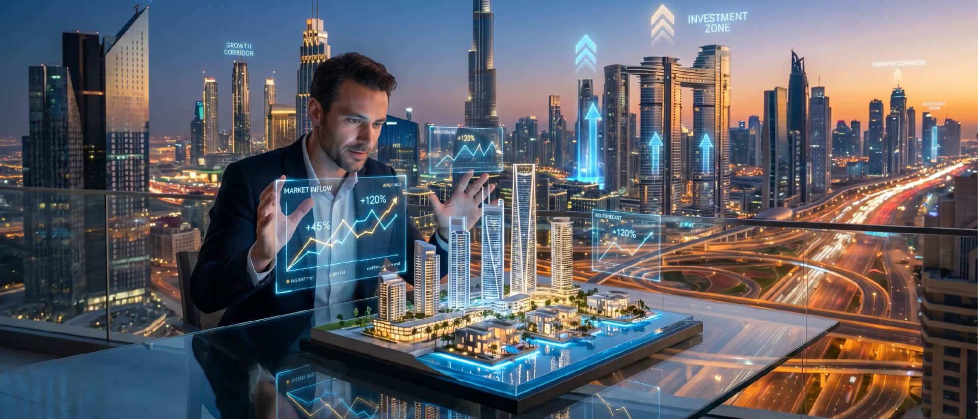 Dubai skyline real estate growth analysis dashboard