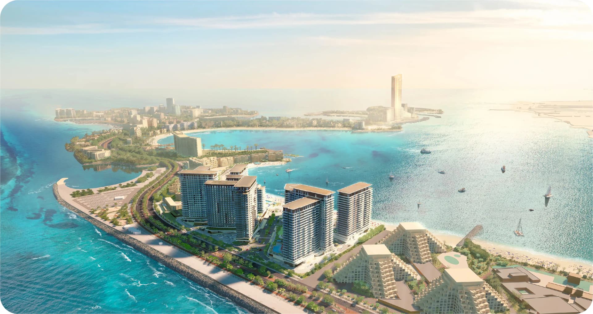 Aerial view of luxury waterfront properties RAK