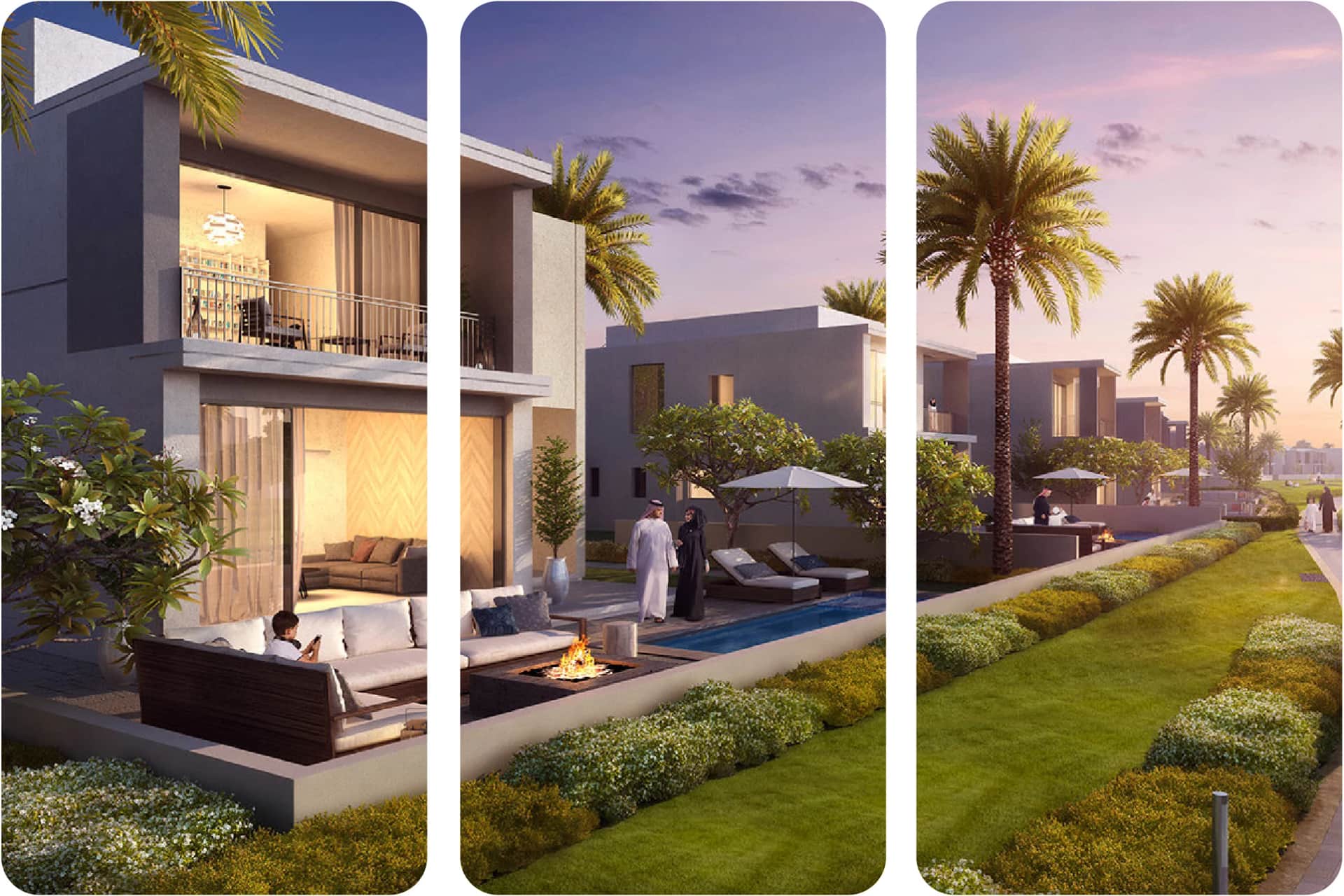 Contemporary homes with outdoor living spaces in DAMAC Hills