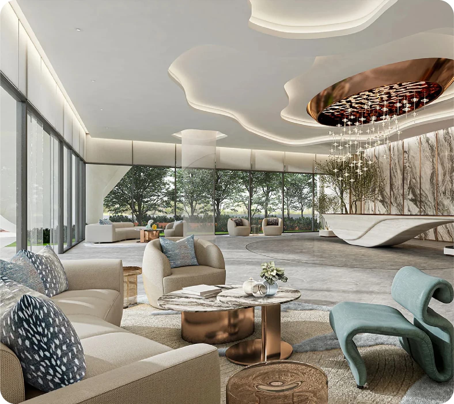 Modern lobby interior with stylish furniture
