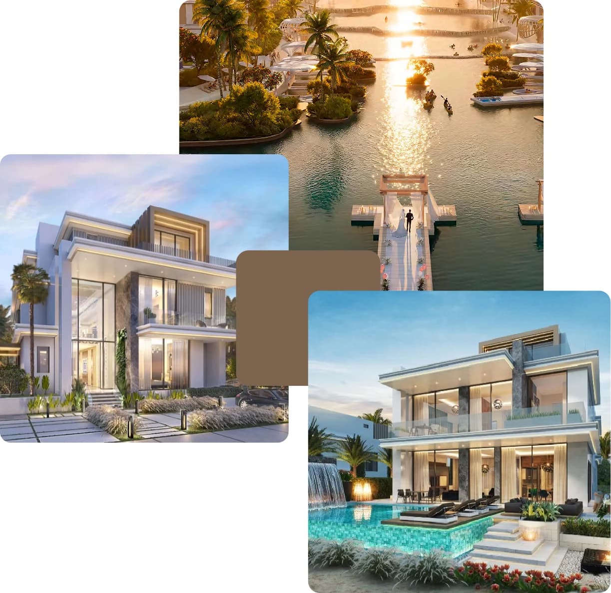 Floating cabanas, fountains, and beach kayaking