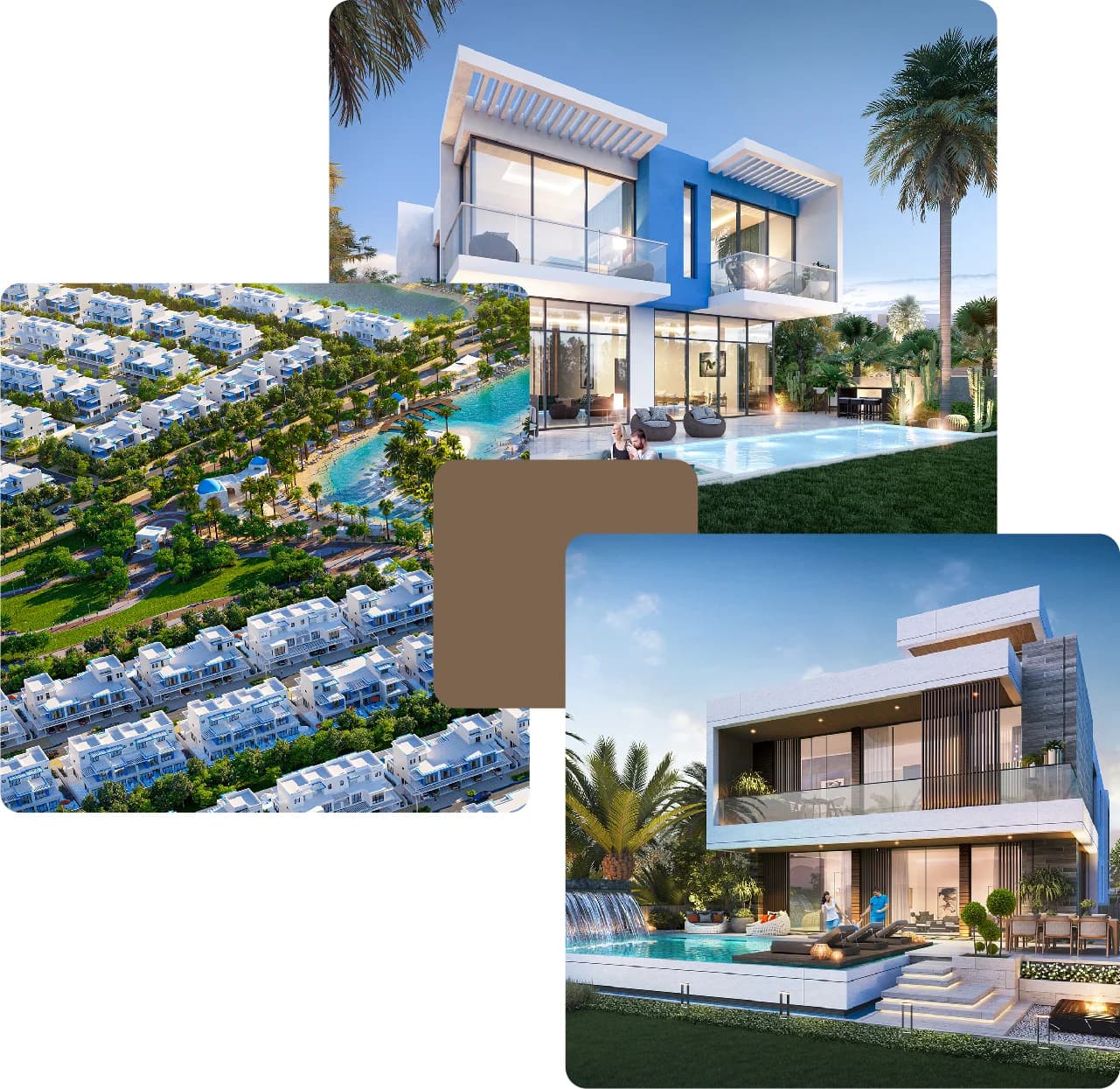 Beachfront poolside living with modern villas and family leisure