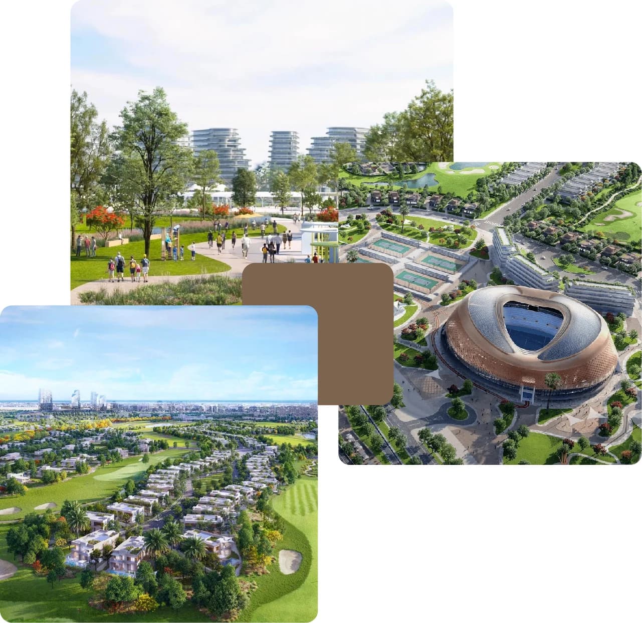 Modern park, stadium, and residential community