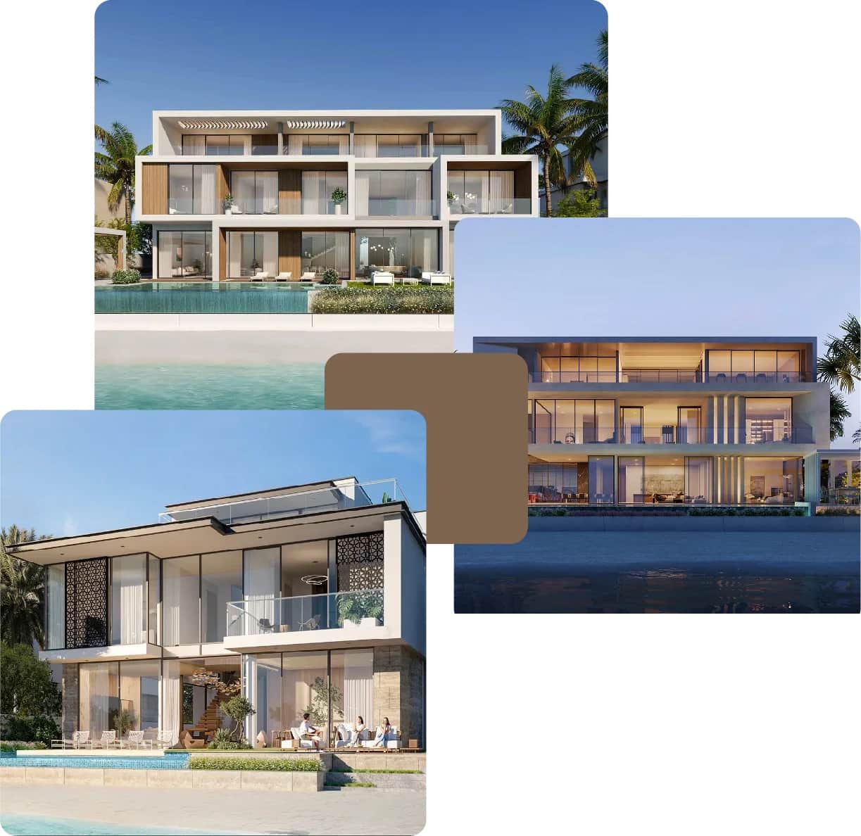Modern beachfront villas with serene pool views