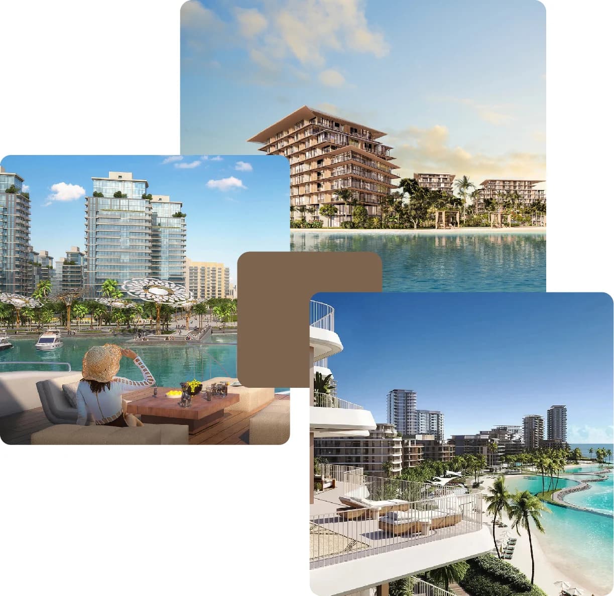 Waterfront luxury towers with scenic views