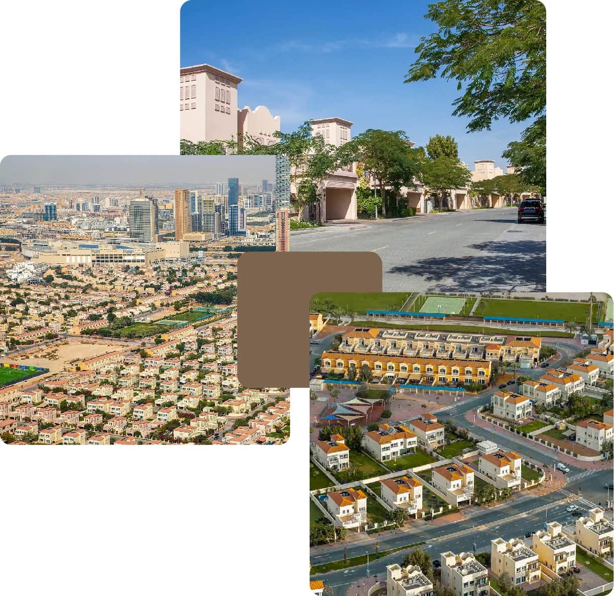 Suburban community and aerial views of housing