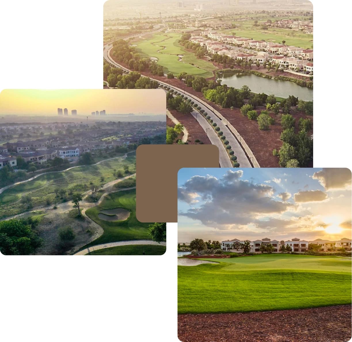 Golf course community with villas and greenery