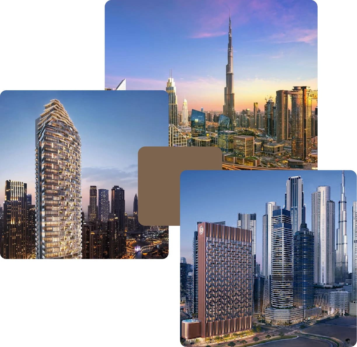 Dubai skyline featuring Burj Khalifa and skyscrapers