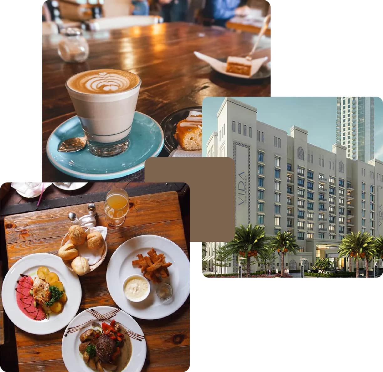 Fine dining, shopping mall, hotel room