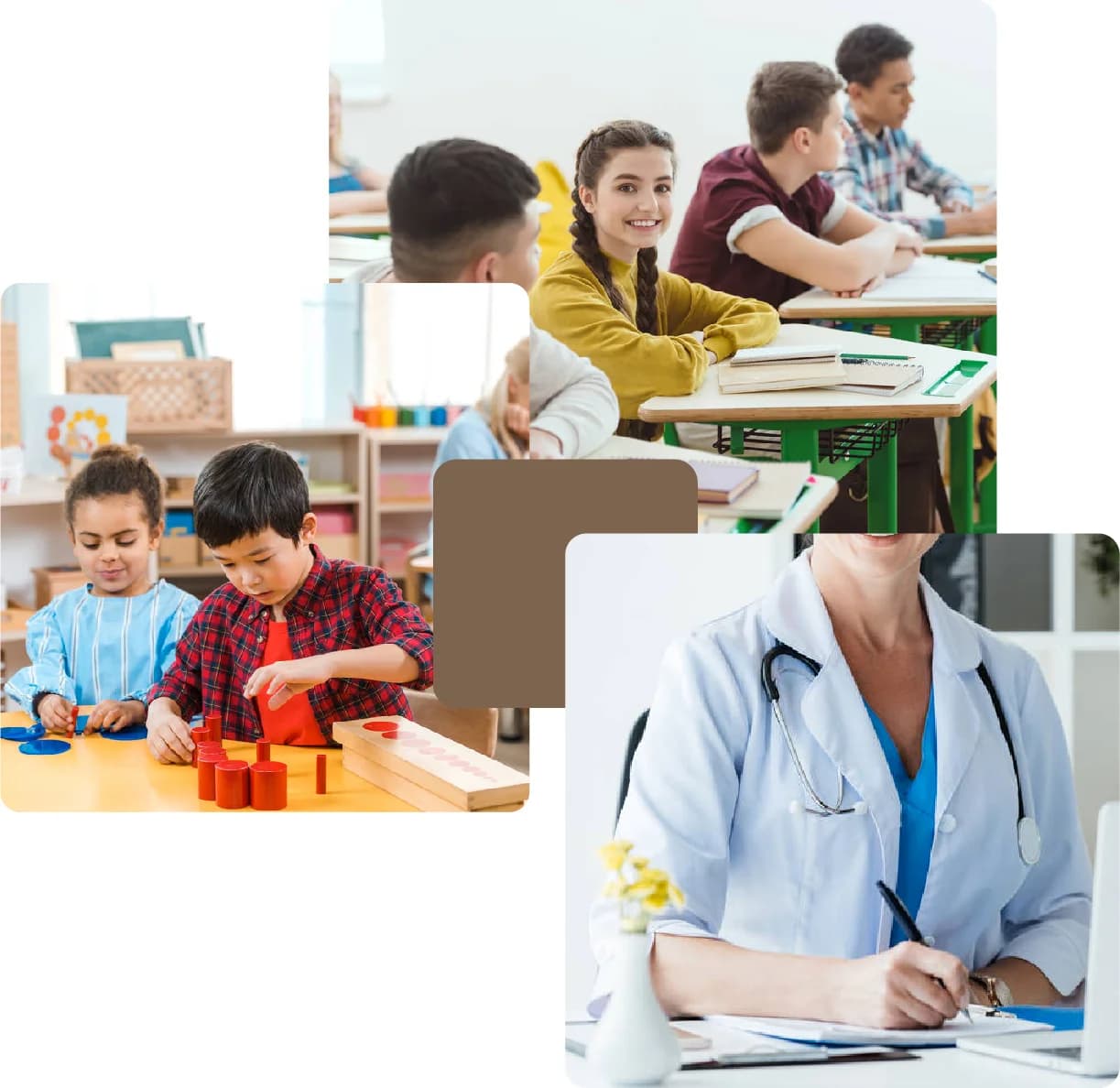 Children playing in the park and educational professional