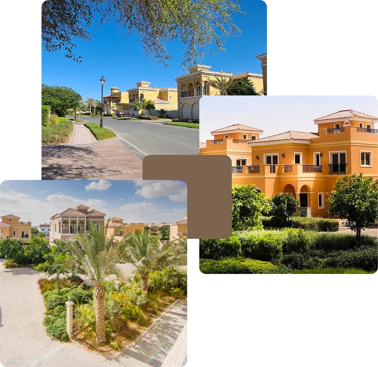 Villa-lined streets with palm trees and lawns