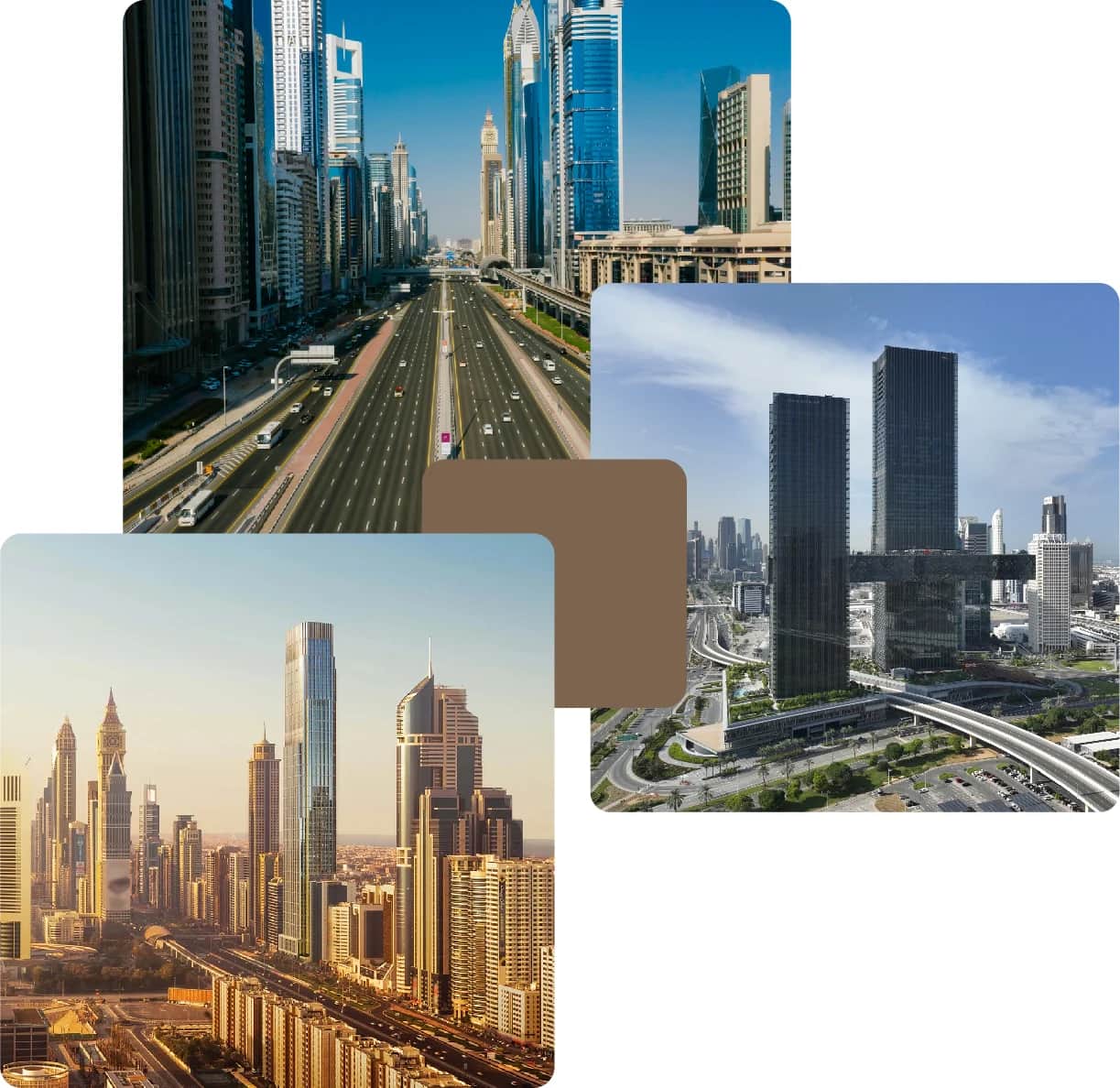 Dubai skyline with modern towers and highways