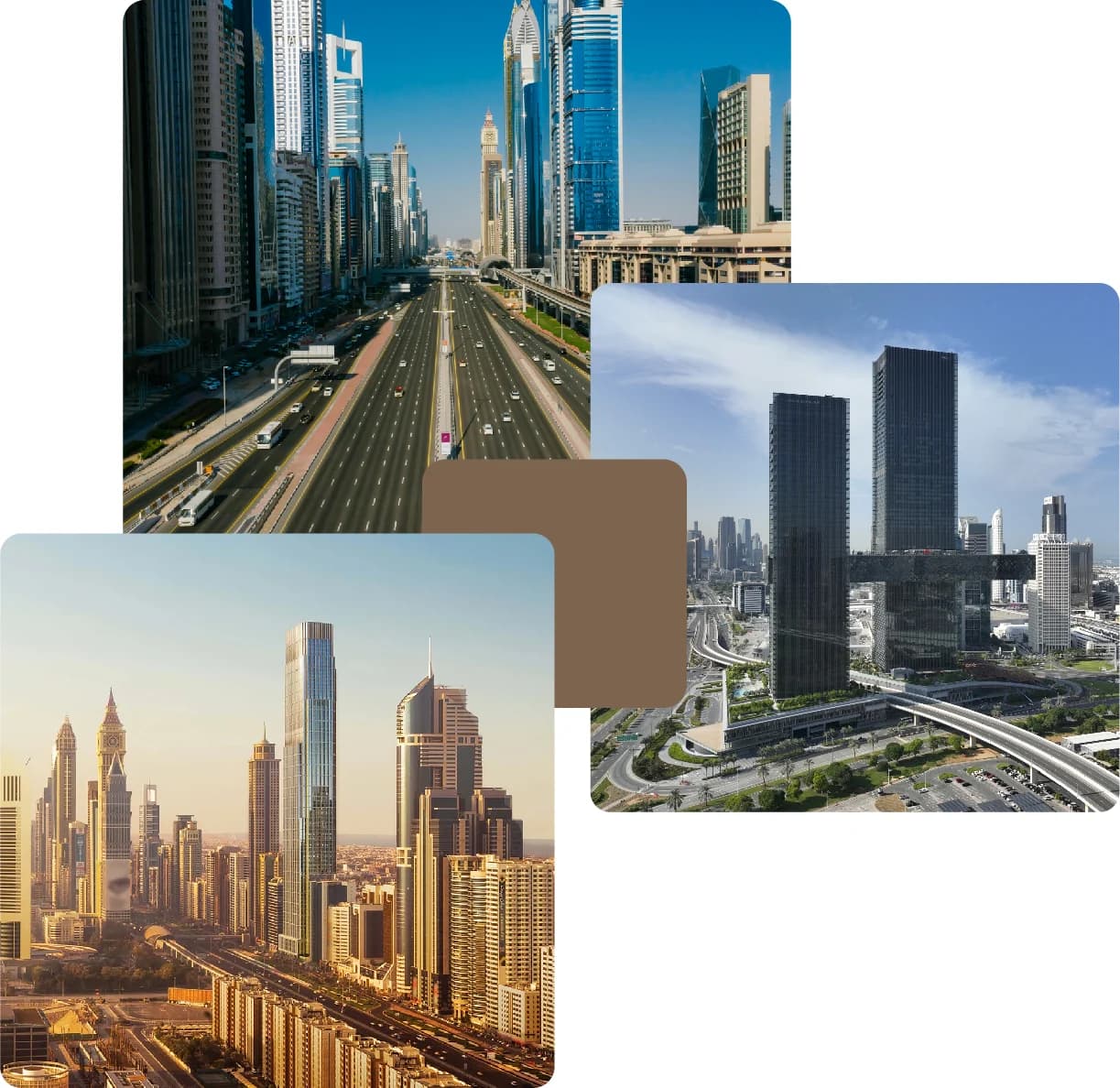 Dubai skyline with modern towers and highways